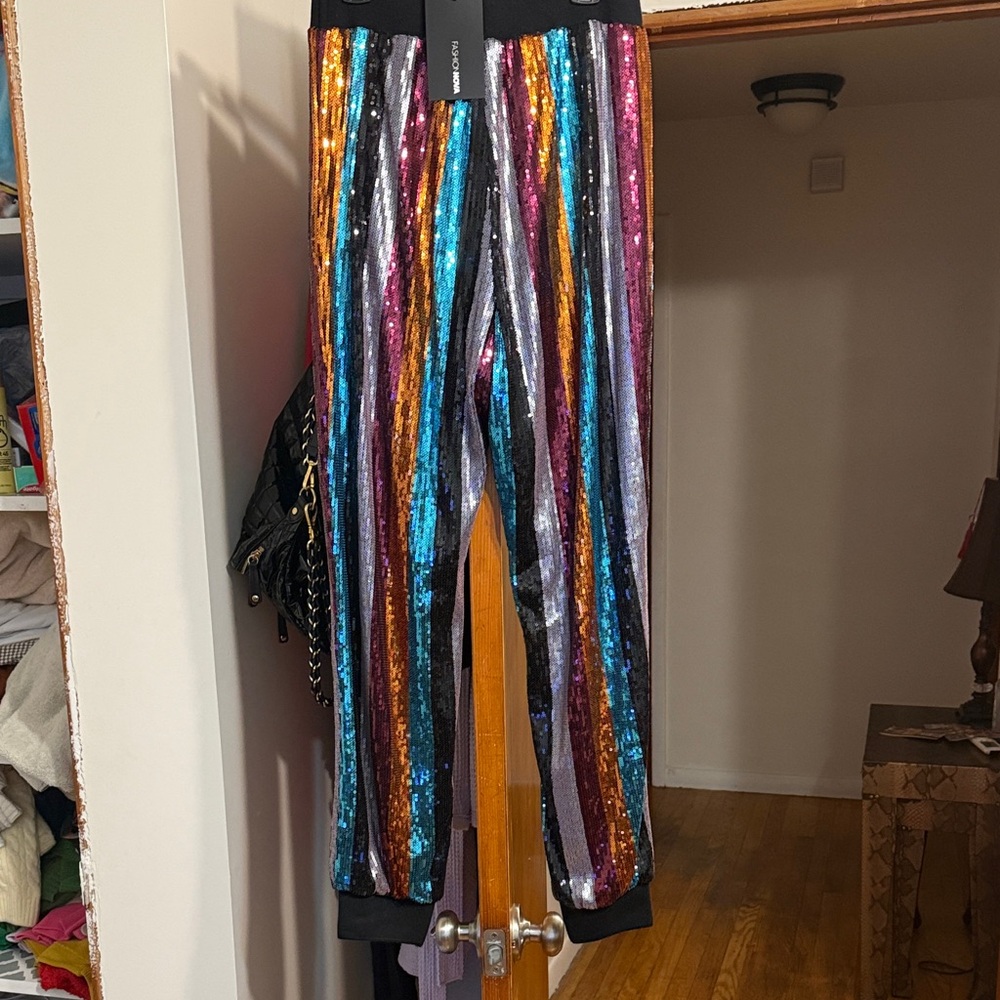 Fashion Nova Multicolor Sequin Joggers